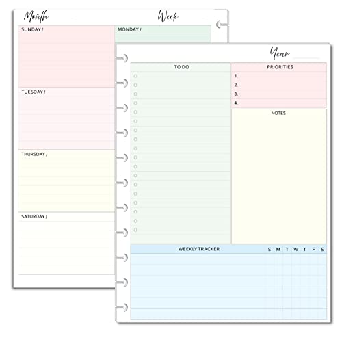 Weekly Planner Inserts Undated Weekly Calendar Planner Refills for 11-Disc Letter Size Planners (8.5 x 11 Inch) | TUL Letter Staples ARC Notebook Levenger Circa Marta Stewart and NOTIQ Letra 11-Disc (XL1) Compatible