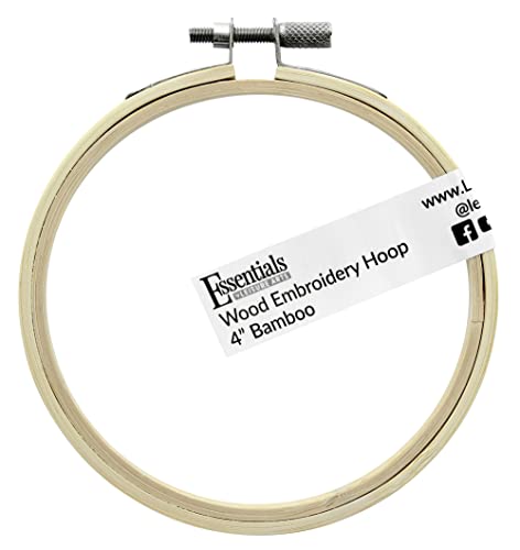 Image of Essentials By Leisure Arts Wood Embroidery Hoop 4 inch Bamboo - Wooden Hoops for Crafts - Embroidery Hoop Holder Cross Stitch Cross Stitch Hoops and Frames