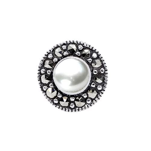 Stone Nose Pin Wire Nose Pin in Pure 92.5 Sterling Silver Marcasite Jewellery Round Shape Black Stone-image-32