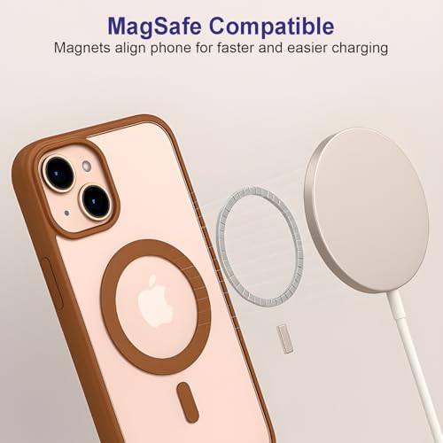 Image of AIBEX Clear Mag-Saf Case for iPhone 13 Pro | Strong Magnetic Lock, Anti-Yellowing Transparent Back, Military-Grade Drop Protection, Slim Lightweight Cover with Camera Guard - Brown