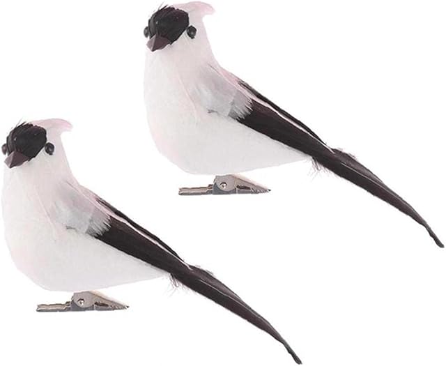 Artificial Simulation Foam Birds with Metal Clip White Black Bird Ornaments Diy Craft for Wedding Decoration Party Accessories