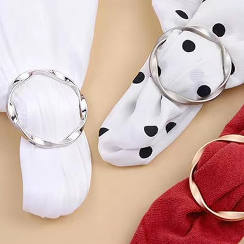 Image of 2 Pcs Scarf Ring Clips for Women Metal Shirt Tightener Cinch Buckle for Silk Scarf Shawl Blouse Sweater T Shirt Clothing Accessories