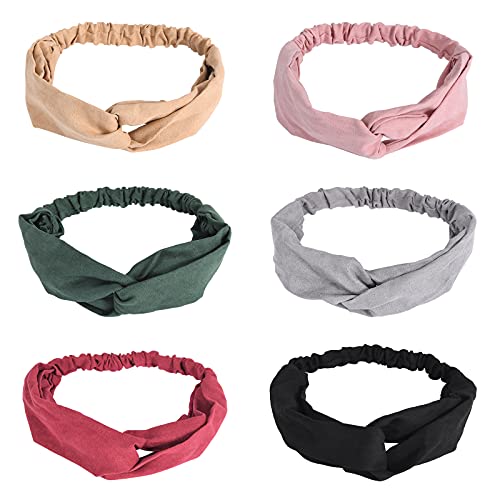 Driew Headbands for Women, 6 Pack Women's Criss cross Head Wrap Knotted Hair Band Headbands Hair Band astic Twisted