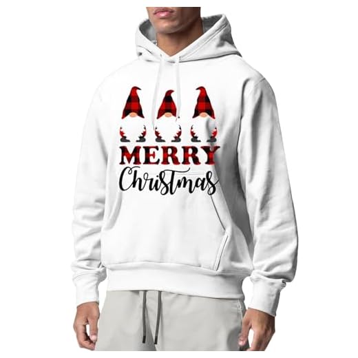 Jersey de Navidad para hombre divertido Papá Noel - sudadera con capucha de Navidad para hombre, diseño navideño con capucha, Blanco, L