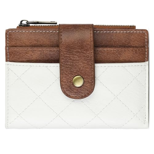 GAEKEAO Small Wallet for Women Leather RFID Blocking Card Holder Bifold Zipper Pocket Wallet with ID Window