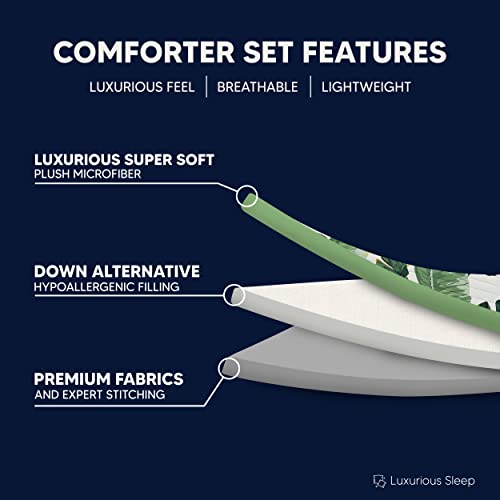 Chic Home Palm Springs 9 Piece Quilt Set Stitched Palm Tree Print Bed in A Bag - Sheet Set Decorative Pillow Shams Included, King, Green - Image 5