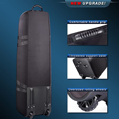 CHAMPKEY Bolsa de viagem de golfe acolchoada macia com rodas grandes | Capa de viagem de golfe Oxfor