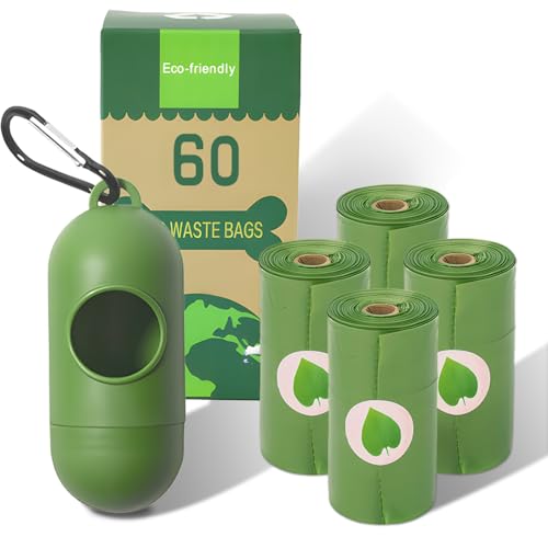 Image of TORMEN Dog Poop Bags, Dog Waste Bags Biodegradable with Dispenser, 60 Bags (4 Rolls), Leakproof, Extra Thick, Dog Bag Refill Rolls For Dog Poop, Cat Litter, and Diaper Disposal (Lavender Scented)