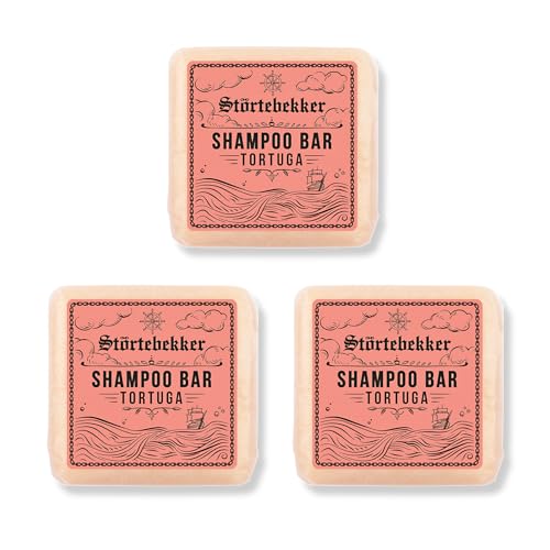 Störtebekker® Premium Champú sólido Tortuga (x3) - Champú vegano hecho a mano para hombre y mujer - cuidado de ducha perfumado para la piel y el cabello - Champú hidratante sólido - Champú Bar