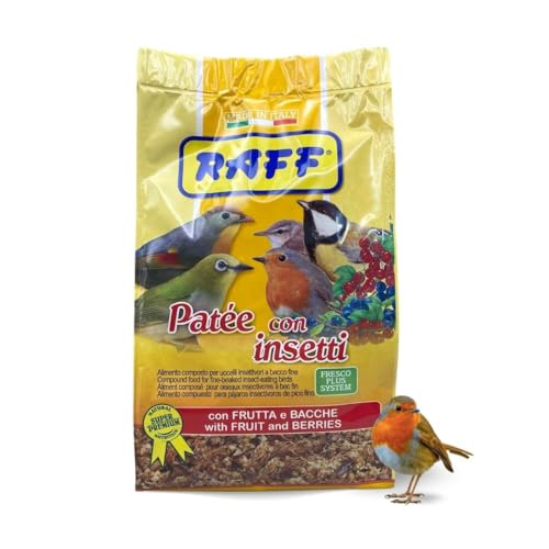 GLOBAL LUXURY MANAGEMENT Raff Patee with Insects 400g – Fruit and Berries Soft Food for Canaries, Finches, and Exotic Birds - High Protein Breeding and Molting Diet – Easy to Digest and Versatile Use