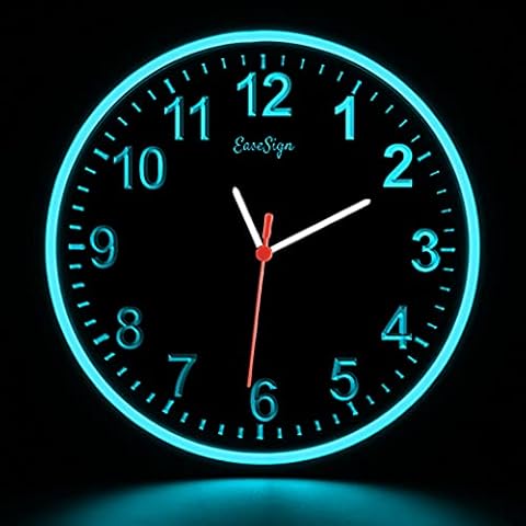 EaseSign Home Decor LED Flexible Flex Neon Wall Clock 6 Colors 10" (Ice Blue) Cover