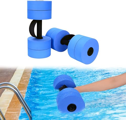 BOOSTEADY Manubri per Esercizi Acquatici con 4 Manubri per Pesi in Schiuma EVA ad Alta Densità, per Allenamento Fitness Nuoto Aerobica in Acqua, Blu Corto