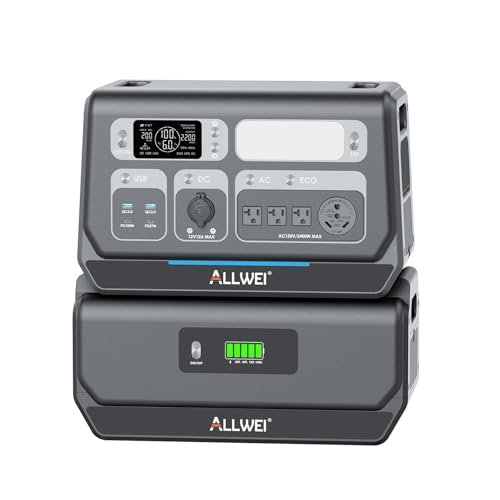 Image of ALLWEI 2400W Portable Power Station with B200 PRO Expansion Battery, 4096Wh LiFePO4, 3600W Super Power Mode, 1500W AC Charging & 1200W Solar Charging Generator for Camping Home Outdoor Emergency