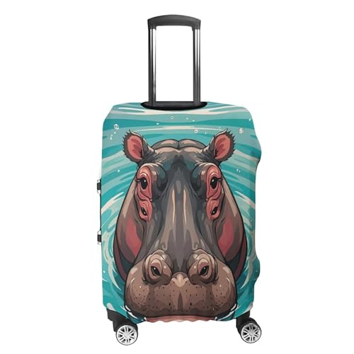 Cute Hippopotamus Luggage Cover, Washable Elastic Suitcase Cover Protector Fit 18-32 Inch Luggage4
