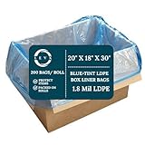 LEVX 20' X 18' X 30' Blue-Tint LDPE Bags & Covers 1.8 Mil (Pack of 200 Bags/Roll) Clear Blue Equipment Covers or Box Liners on Roll Protective Plastic Sleeves for Storage, Transport & Processing