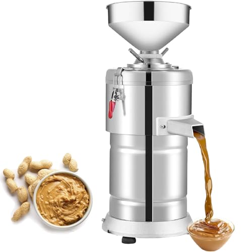 Máquina eléctrica de mantequilla de maní, máquina de mantequilla de nueces para moler nueces molidas, almendras, anacardos y sésamo, 1100 W, capacidad de 33 libras/h