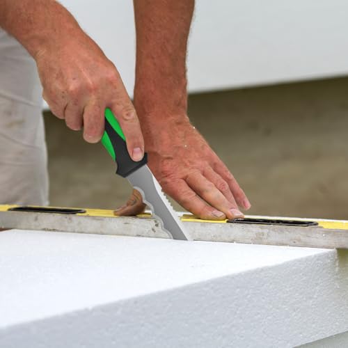 paxlloonge Dämmstoffmesser - Länge 420mm, 280mm Edelstahl Doppelklinge, inkl. Schutzetui - Geeignet für Rohrisolierung, Styrodur, Steinwolle, Dämmwolle und Unkrautentfernung