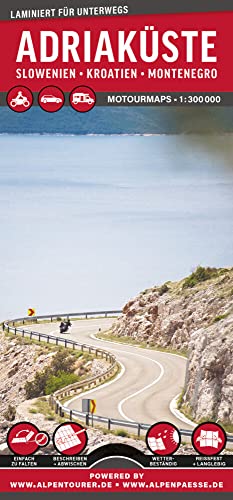MoTourMaps Adriaküste Slowenien • Kroatien • Montenegro Auto- und Motorradkarte 1:300.000: reißfest • wasserfest • beschreibbar (MOTOURMAPS: Laminierte Auto- und...