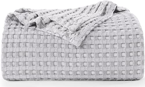 Utopia Bedding Cotton Waffle Blanket 300 Gsm (Silver - 90X108 Inches) Soft Lightweight Breathable Bed Blanket King Size Layering Any Bed For All Season #TOP8