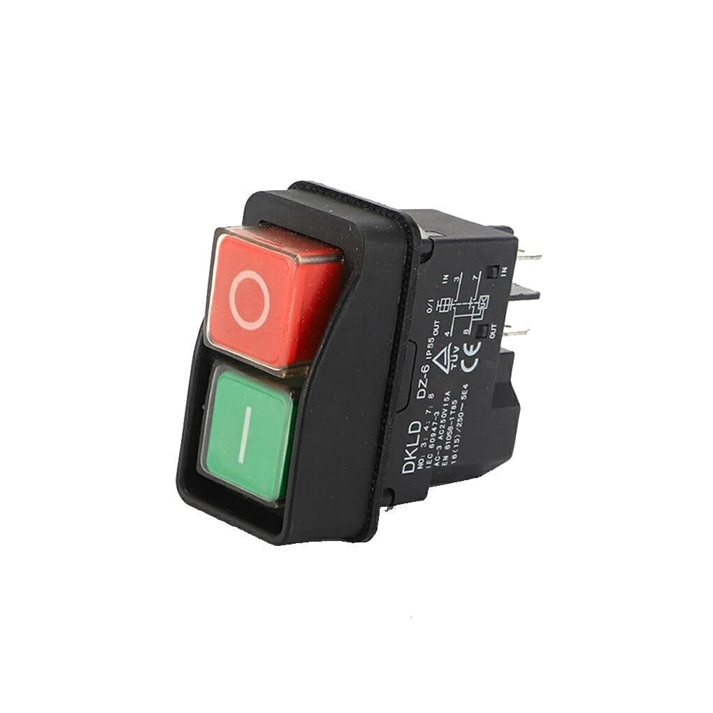 Botón pulsador DKLD DZ6 Protección contra sobrecarga Interruptor electromagnético a Prueba de Agua Rendimiento Estable Interruptores de Seguridad Licuadora, DKLD/DZ-6 Cinco Patas
