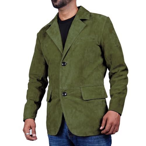 Image of Suede Leather Blazer for Men Suede Sport Coat for Men Blazer Suede Leather Jacket Blazer Coat for Men