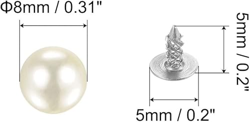 Miniatura 8 de uxcell Kit de remaches de perlas, remaches de perlas de 0.315 pulgadas sin agujero, botones de remaches de perlas de imitación para rellenar