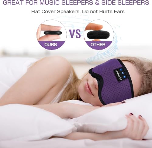 Image of LC-dolida Bluetooth Sleep Mask,Wireless Bluetooth Sleep Mask,Sleep Headphones,Ideal for Travel,Night Work,Napping,Side Sleeping and Office Use for Both Men and Women，Earplugs Included (Rose Purple)