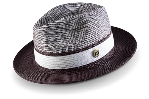 MONTIQUE Braided Pinch Front Fedora Hat for Men | Sophisticated Fedora Hats Sleek Design Men’s Fashion | Wine Small H-87