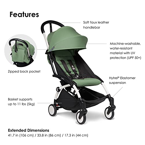 Image of BABYZEN YOYO Stroller Combo - Lightweight, Compact , Foldable Stroller- Multiple Recline positions, Travel friendly, 5 point harness- Suitable for baby weighing upto 22kgs - Includes white frame with Peppermint seat cushion and matching canopy