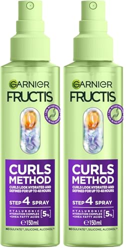 Garnier Fructis Curls Method Defining Spray, for Wavy, Curly & Coily Hair, Defines & Holds Curls without Stiffness, Enriched with Hyaluronic Acid & Shea Butter, No Silicones, No Alcohol, 150ml