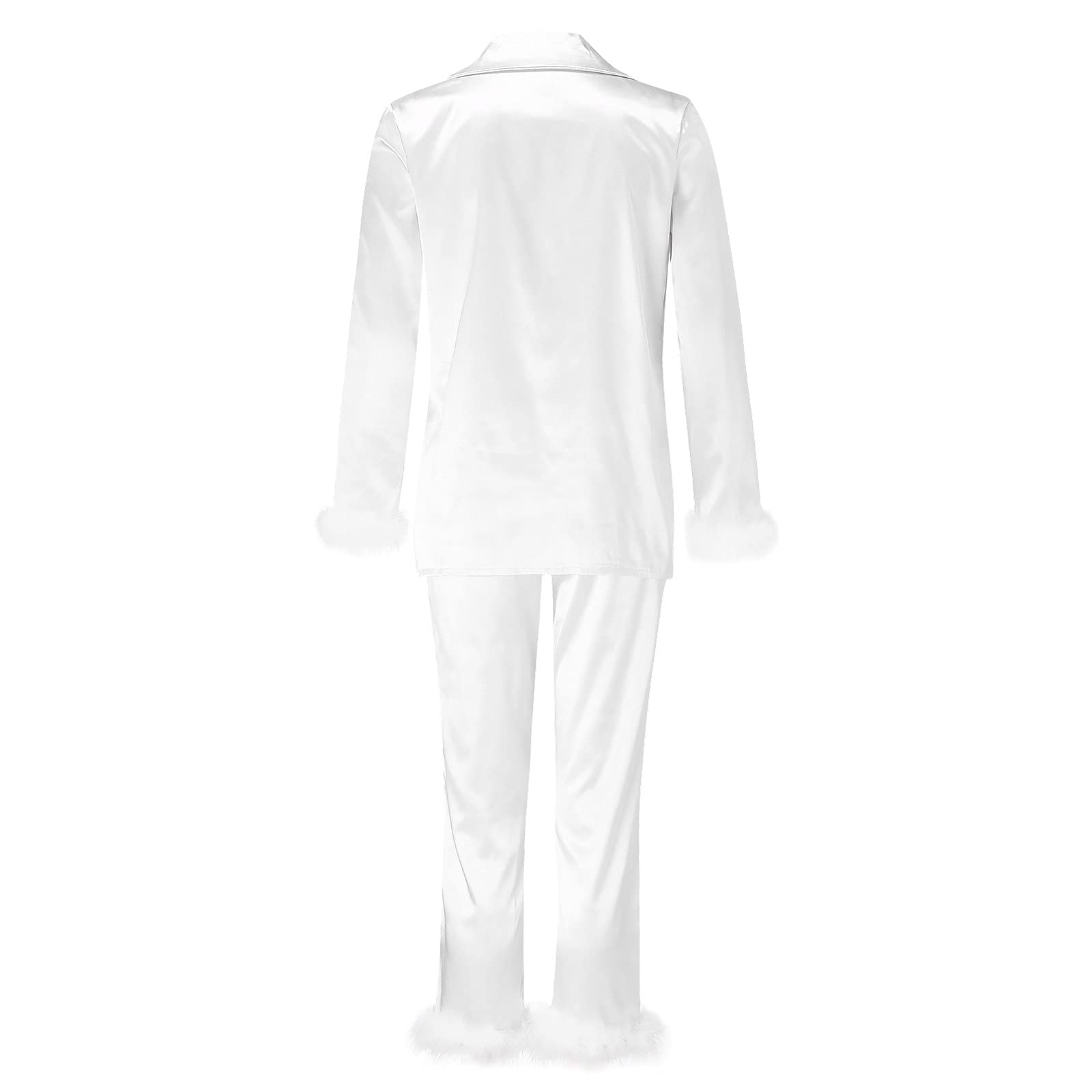 Momolaa Pigiama Invernale Felpato Economico Donne Fe ather Abito a Due Pezzi Manica Lunga Tinta Unita Bottone Camis Top + Pantaloni Lunghi 2 Pezzi Sleepwear Abiti Invernali Camicia in