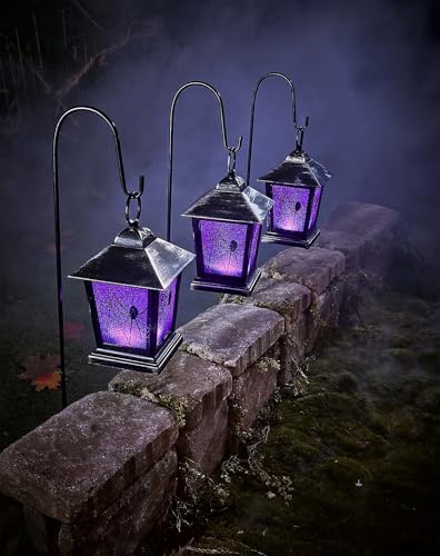 Spirit Halloween Purple LED Creepy Spider Lantern Pathway Markers, 3 Pack, Halloween...
