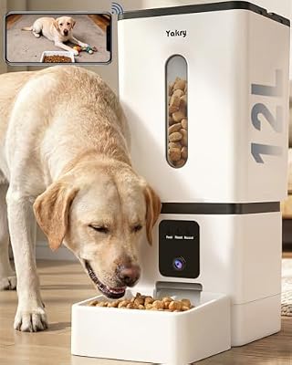 Automatic Dog Feeder Large Breed: 12L/50 Cup Capacity for Kibble up to 20mm