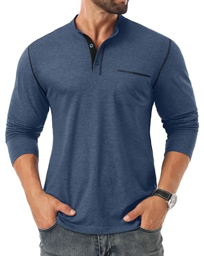 Sailwind Men's Henley Shirts Long Sleeve Button T-Shirt Casual Stylish Cotton Pullover Shirt with Pocket2