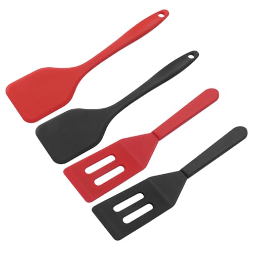 Hitefu 4 Pieces Flexible Mini Spatula, Black & Red