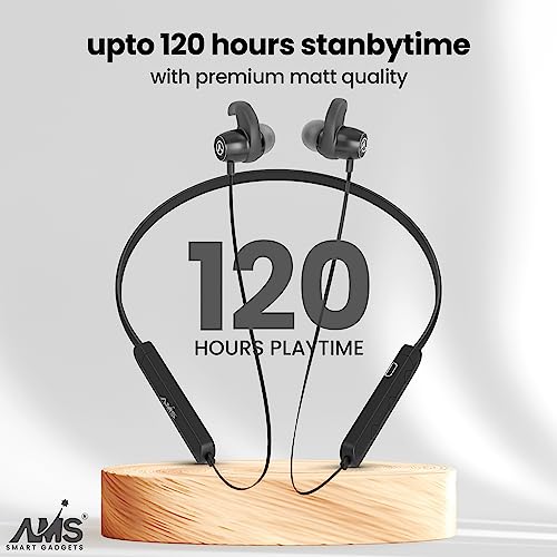 Image of AMS Royal Series Sports Wireless Neckband Earphone with Extra Bass Upto 35 Hours Playtime, Sweat & IPX5 Water Resistance, (NB22, Grey)