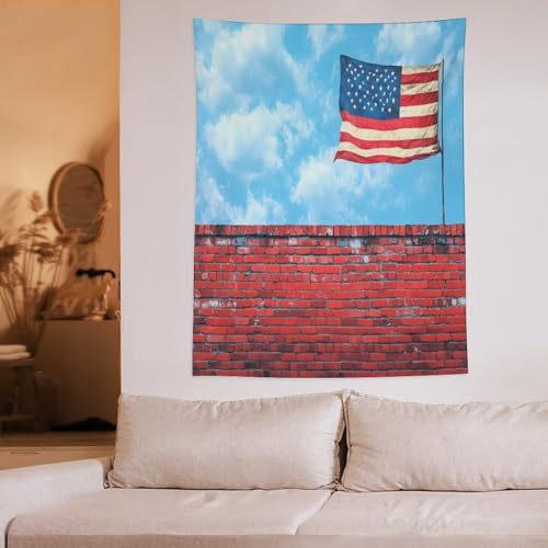 Tapiz de pared de la bandera de EE. UU. sobre ladrillo para decorar tu dormitorio o salón 6