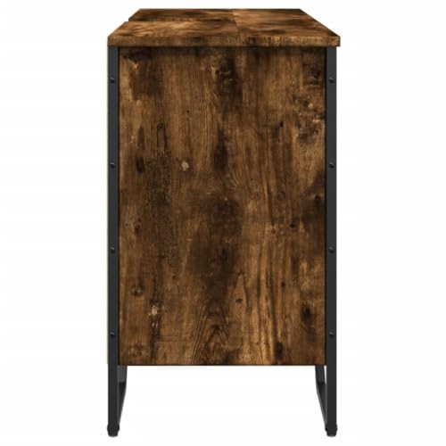 Mueble de baño auxiliar roble ahumado de 91x35x60 cm en madera de ingeniería 6