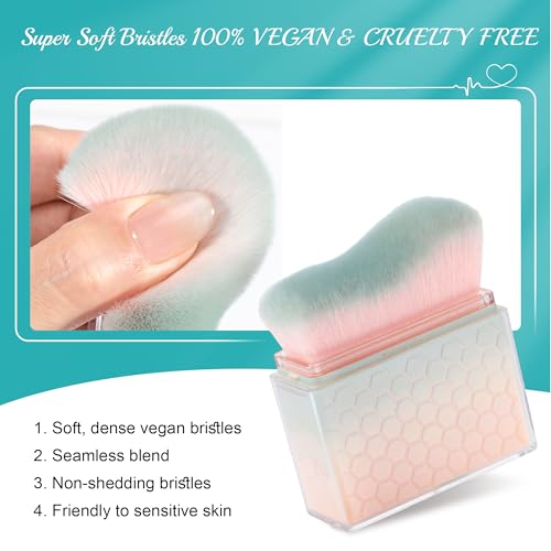 Sunscreen Applicator-Sunblock Brush for Face and Body, Sun Lotion/Cream Self Tanner,Bronzer Self Tan Applicator, Kabuki Brush For Application with Retractable Lid Travel Size (Blue-Pink)