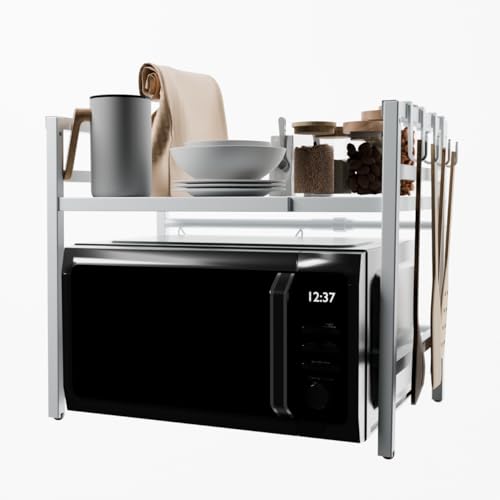 50% Off Microwave Oven Rack Expandable Adjustable Metal Storage Shelf