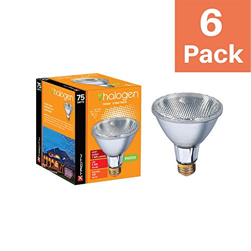 Xtricity 75W Par30 Halogen Long Neck Flood Light Bulb, 2700K Soft White, 1025 Lumens, Dimmable, E26 Medium Base, 120V (6 Pack) #TOP1