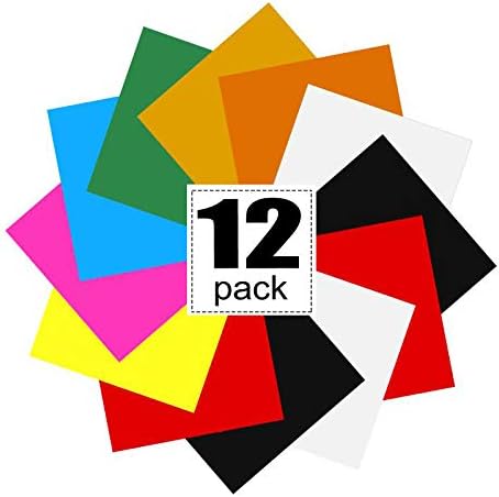 Heat Transfer Vinyl for T-Shirts 12x10" 12 Sheets-Iron On Vinyl HTV Bundle Compatible with Silhouette Cameo, Cricut and Heat Press