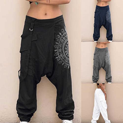 Mens Hippie Harem Pant Baggy Boho Gypsy Aladdin Drop Crotch Yoga Pants Elastic Waist Wide X-Large #TOP3