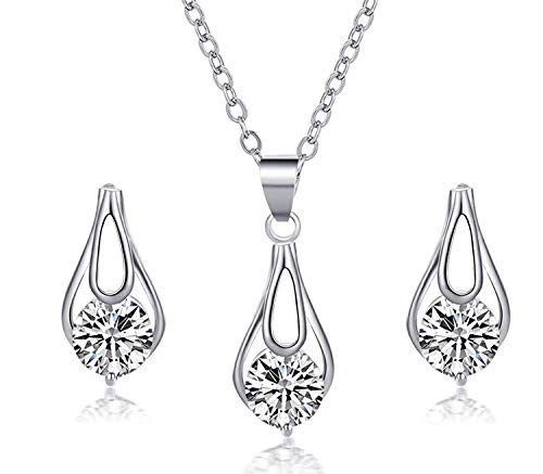 Preisvergleich Produktbild Luo Element Damen Ohrringe Halskette Silber Kristall Stilvoll