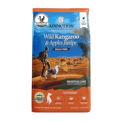 Addiction Wild Kangaroo & Apples Dry Dog Food - Limited Ingredient, Novel Protein for Dogs with Allergies, Grain-Free - Support Muscle Development & Manage Weight - Made in New Zealand 20lb
