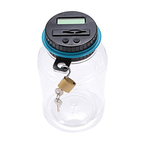 ACELEY Banco de monedas digital, contador de hucha digital, caja de ahorro de dinero Tarro transparente moneda banco, pantalla LCD contador de dinero monedas regalo para niños Cover