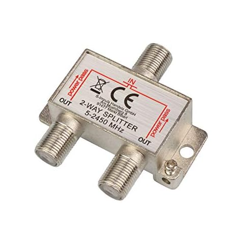 2-Fach SAT & BK-Verteiler Splitter F-Serie, 5-2400 MHz 85 dB, voll geschirmt, Unicable & HD tauglich für Satelliten-Anlagen DVB-S2, BK, UKW Radio, DC-Durchlass, Fernseh-Verteiler, Stamm-Verteiler Cover