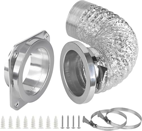 Magnetic Dryer Vent Coupling Connector Kit - DV180 Airtight Seal, Quick Connect, Includes 4'x3.3ft Duct & 2 Clamps