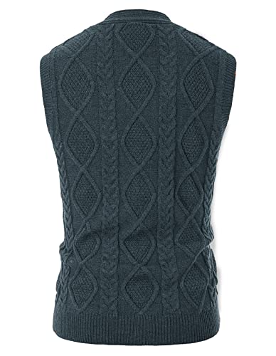 Image of PJ PAUL JONES Mens Cable Knit V Neck Sweater Vest Button Up