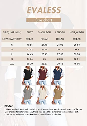 Evaless Women's Oversized Sweater Vest Trendy V Neck Sleeveless Sweaters Fall 2023 Cable Knit Solid Color Loose Tank Tops Beige X-Large #TOP5